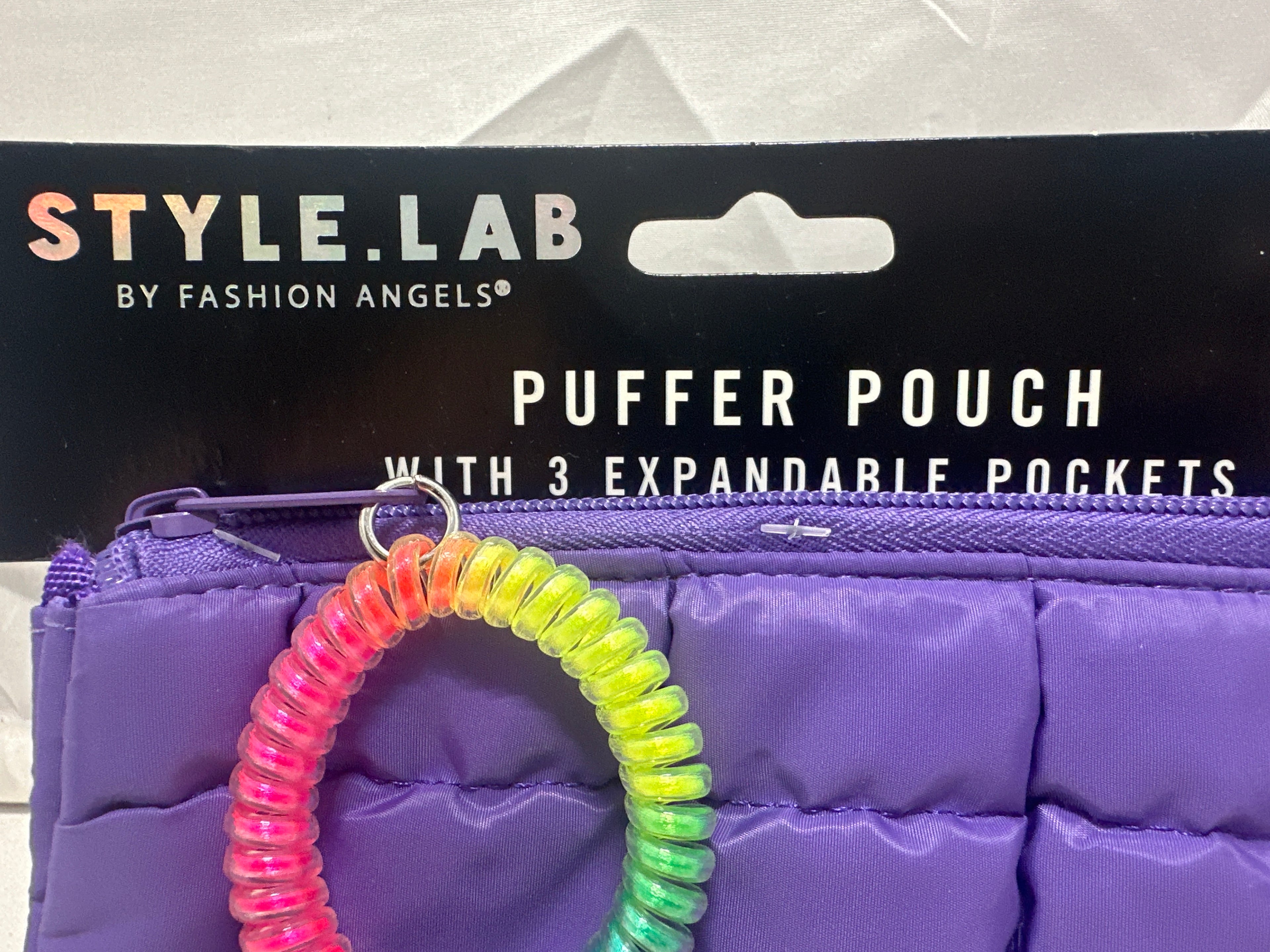 Style Lab By Fashion Angels Purple Puffer Pouch 3 Expandable Pockets Coil Wristlet