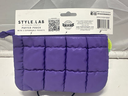 Style Lab By Fashion Angels Purple Puffer Pouch 3 Expandable Pockets Coil Wristlet