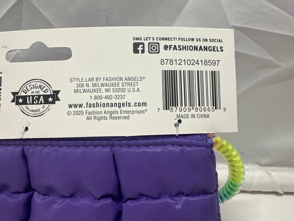 Style Lab By Fashion Angels Purple Puffer Pouch 3 Expandable Pockets Coil Wristlet