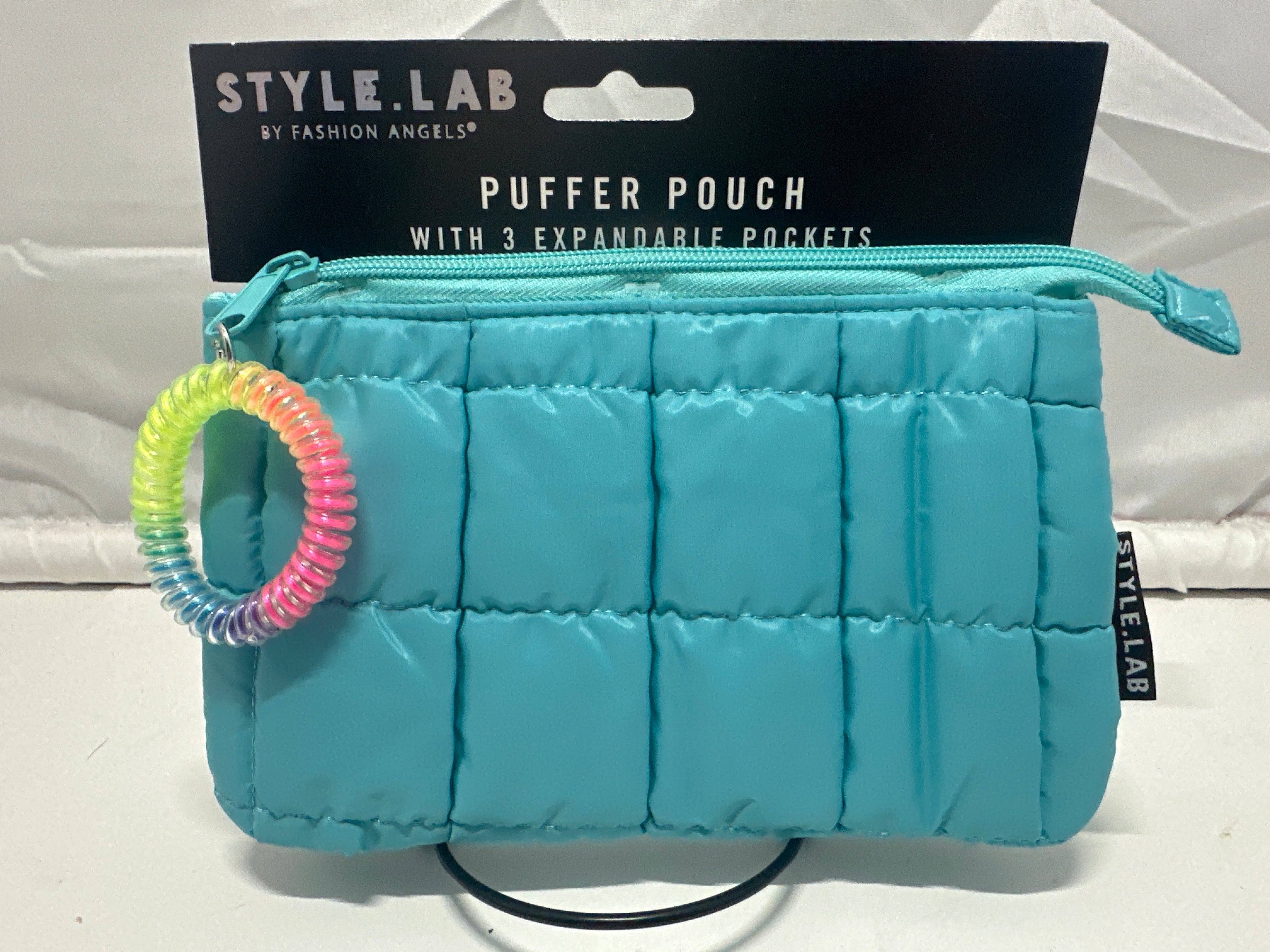 Style Lab By Fashion Angels Aqua Puffer Pouch 3 Expandable Pockets Wrist Coil