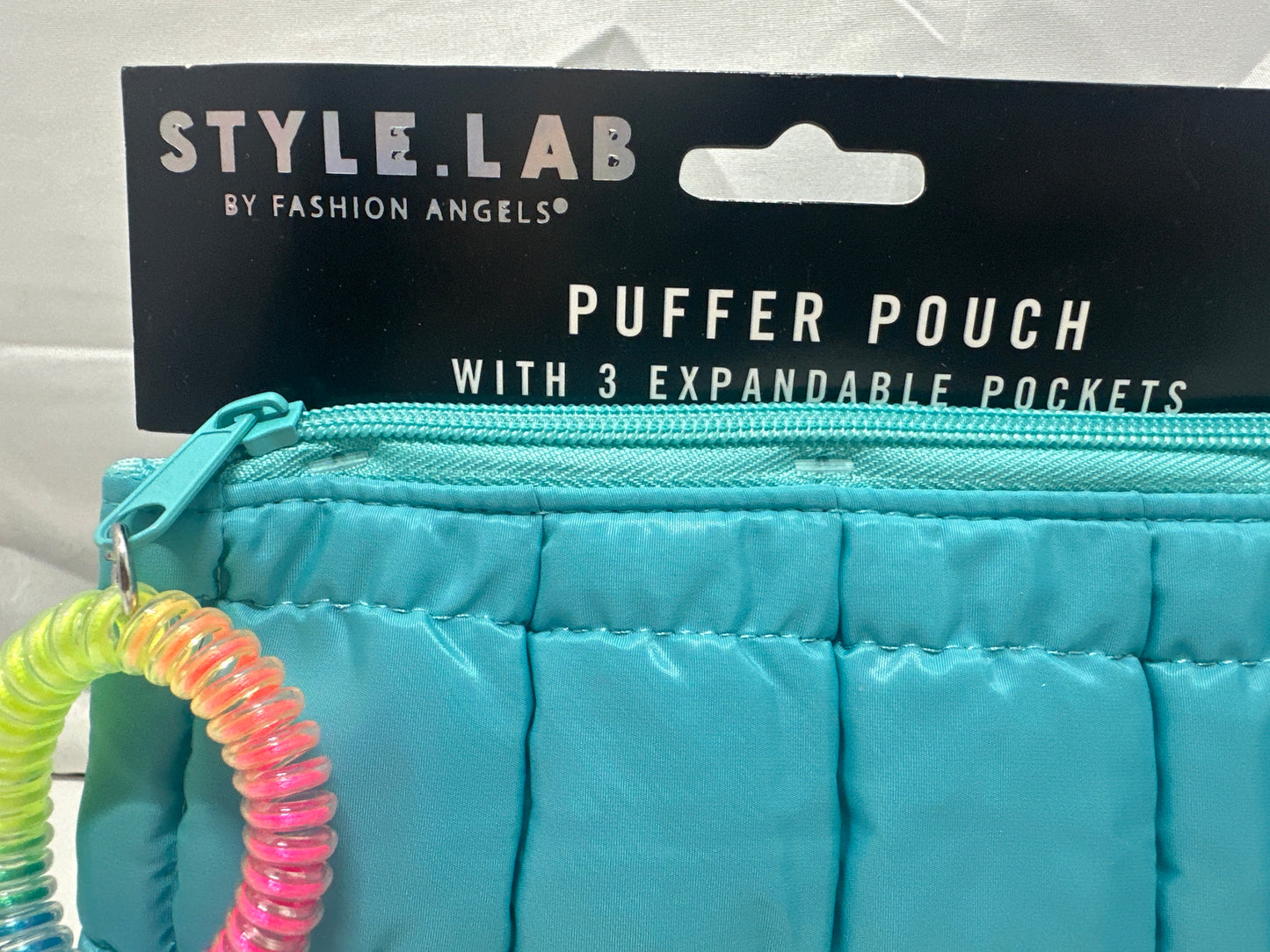 Style Lab By Fashion Angels Aqua Puffer Pouch 3 Expandable Pockets Wrist Coil