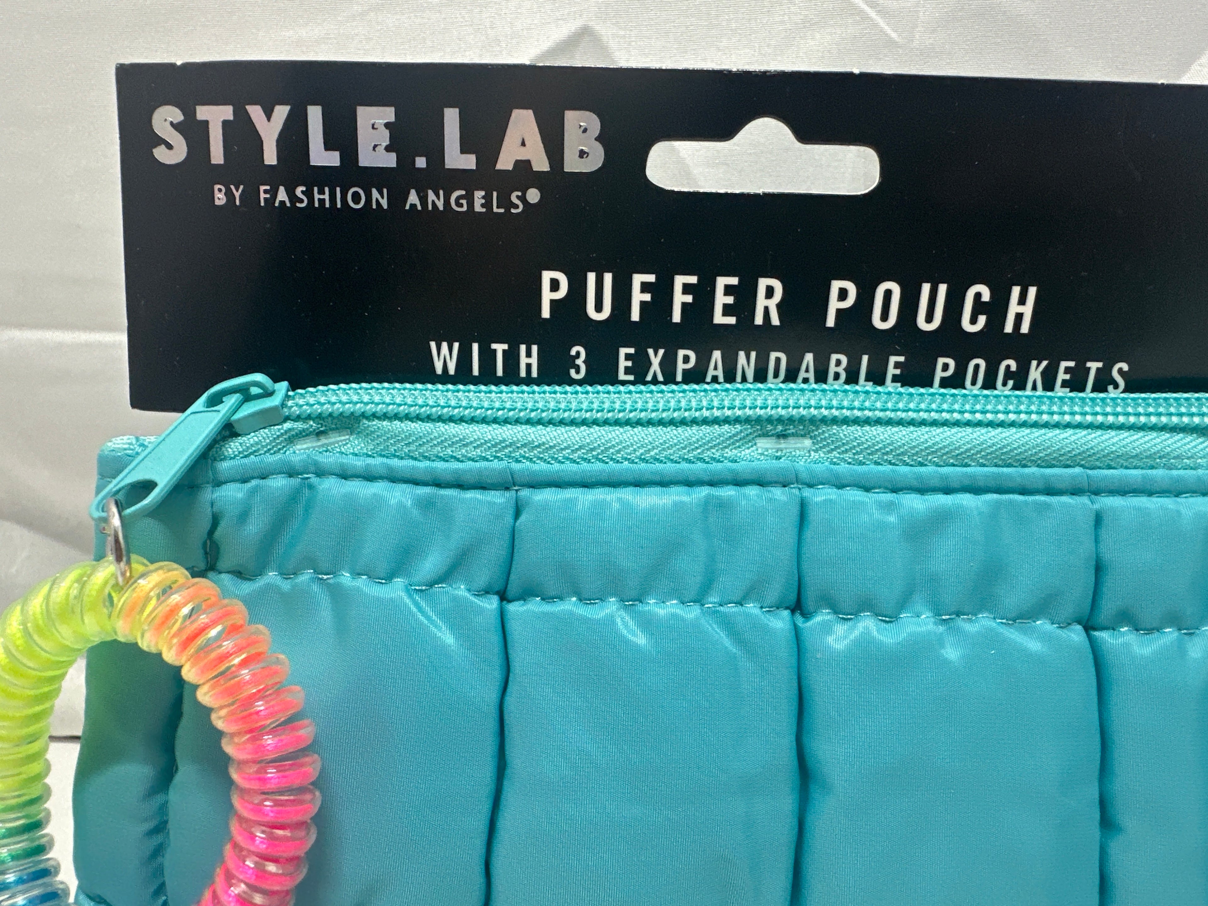 Style Lab By Fashion Angels Aqua Puffer Pouch 3 Expandable Pockets Wrist Coil