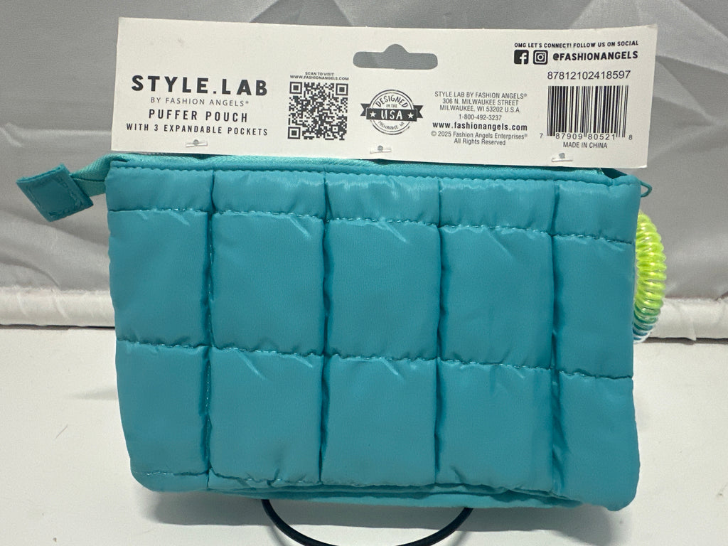 Style Lab By Fashion Angels Aqua Puffer Pouch 3 Expandable Pockets Wrist Coil