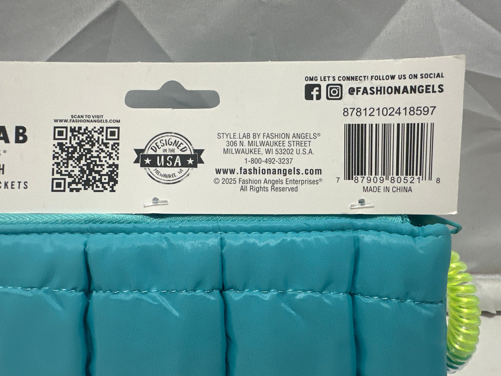 Style Lab By Fashion Angels Aqua Puffer Pouch 3 Expandable Pockets Wrist Coil