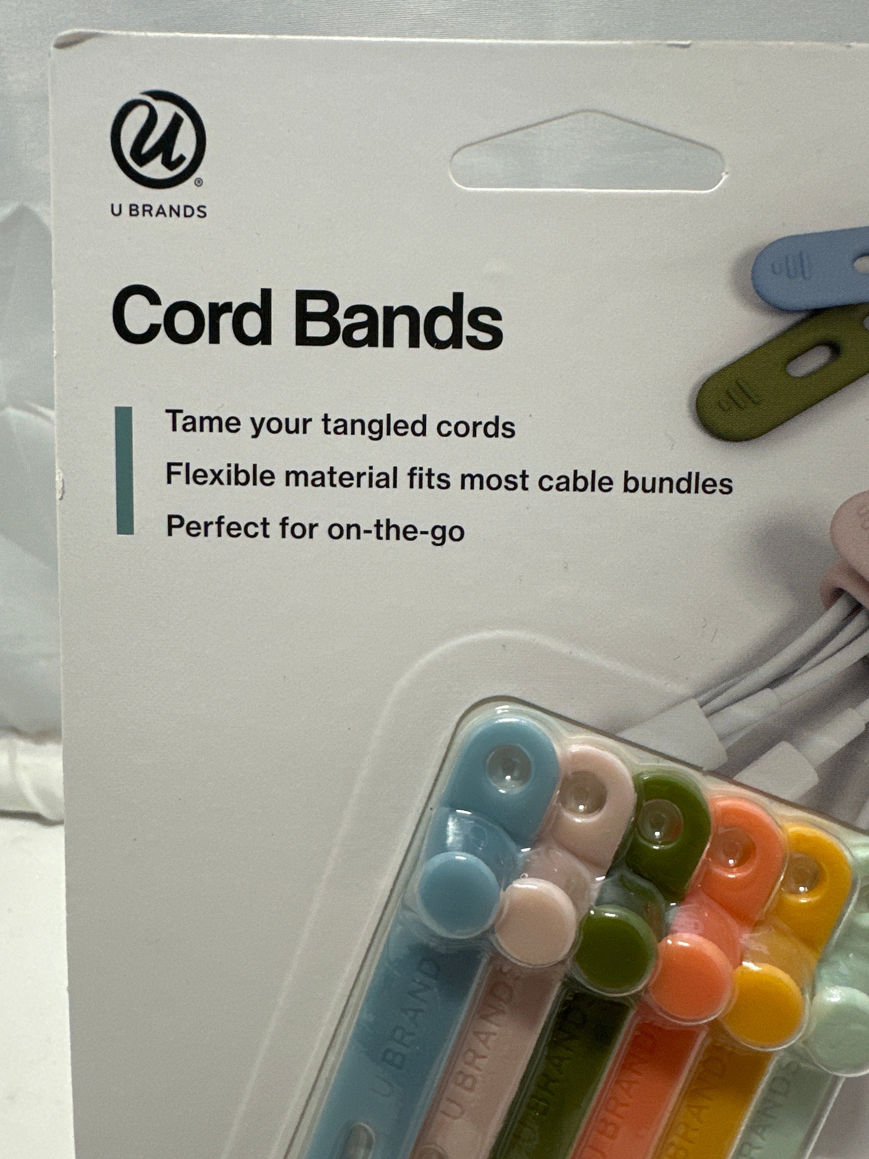 U Brands Cord Bands Silicone Cable Organizers 6 Pack Multi Color
