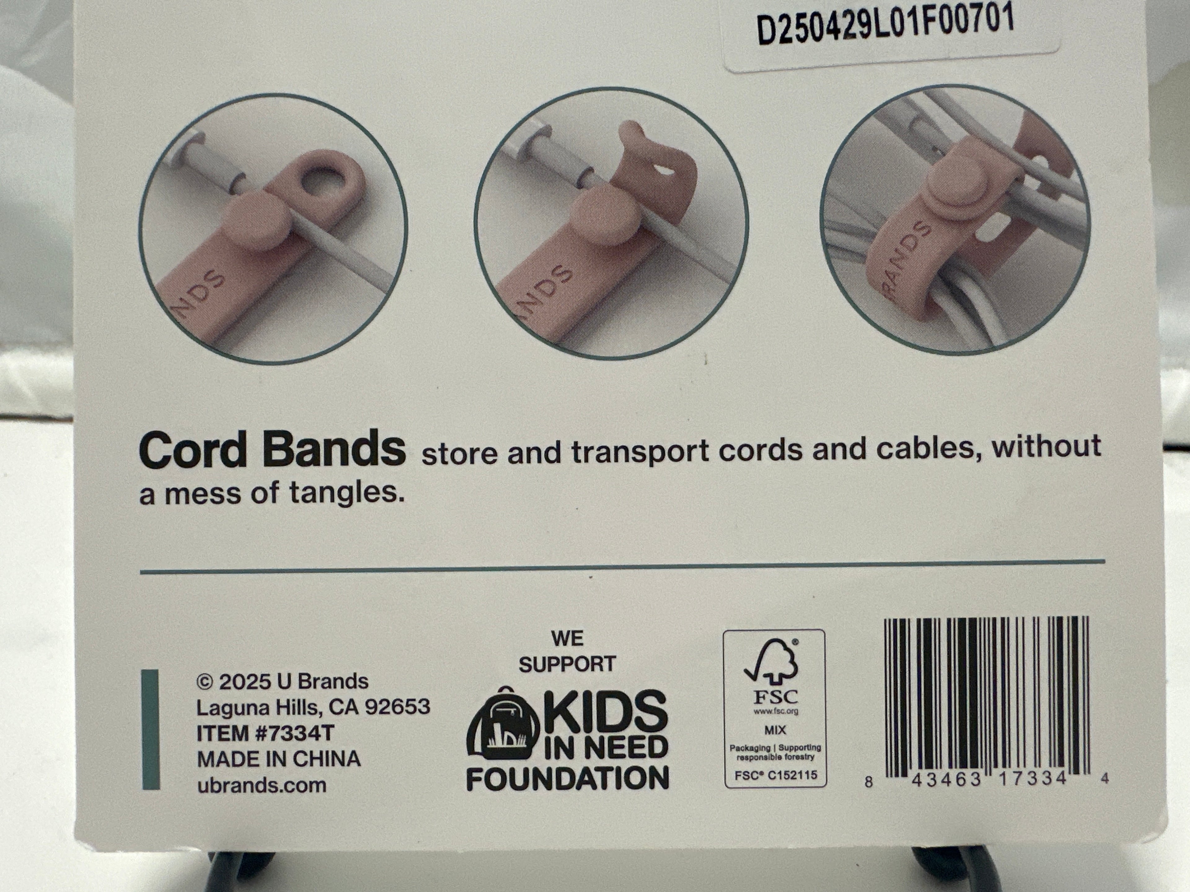 U Brands Cord Bands Silicone Cable Organizers 6 Pack Multi Color