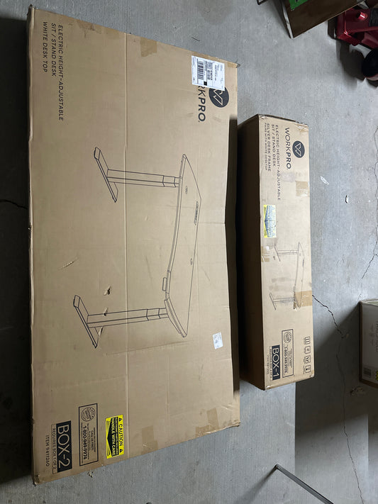 WorkPro Electric 60"W Height-Adjustable Standing Desk with Wireless Charging, White