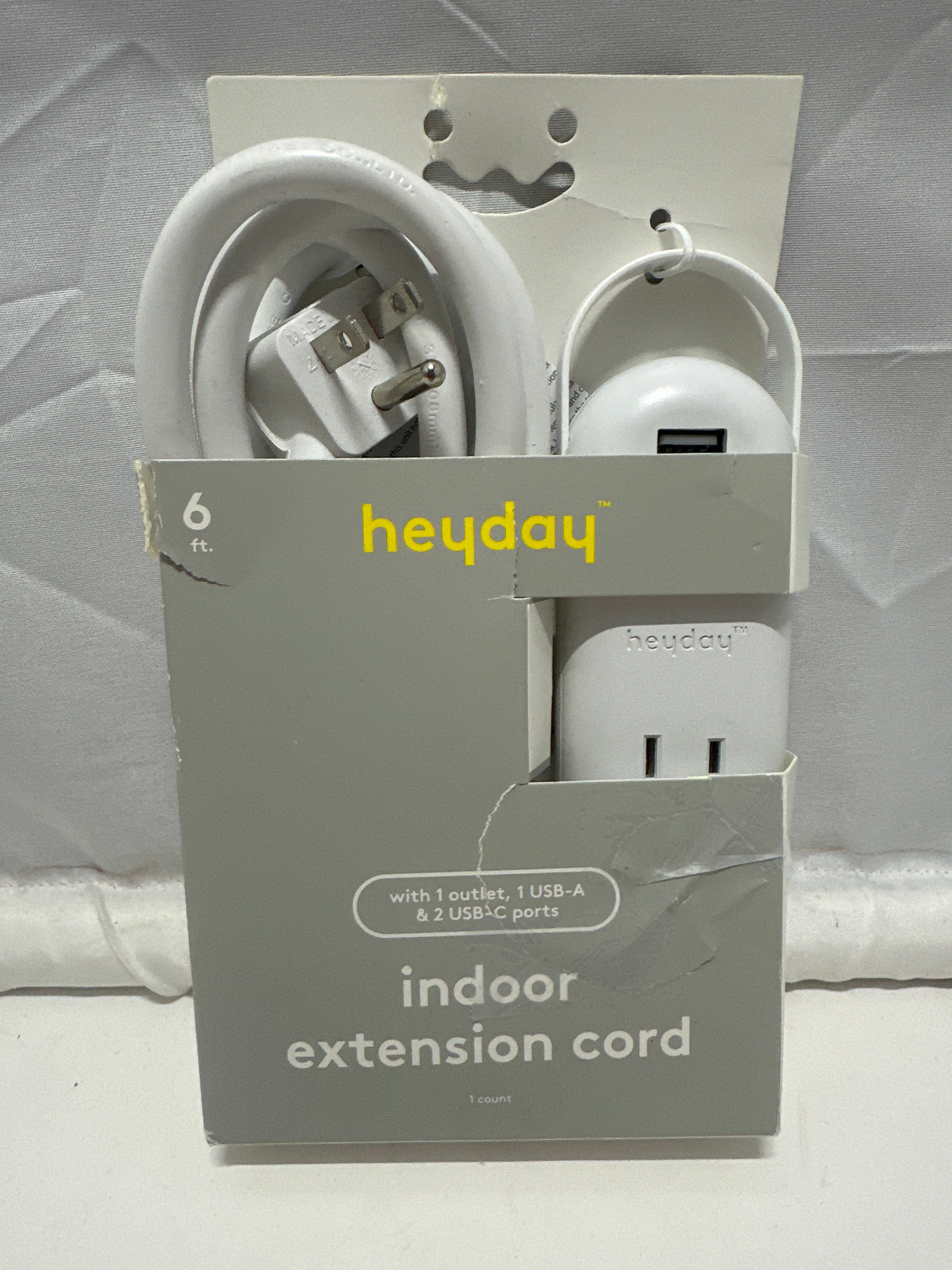 heyday 6 Ft Indoor Extension Cord With USB A And 2 USB C Ports White