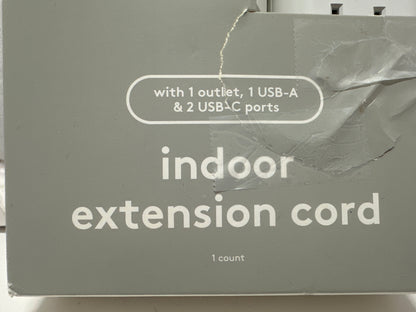 heyday 6 Ft Indoor Extension Cord With USB A And 2 USB C Ports White