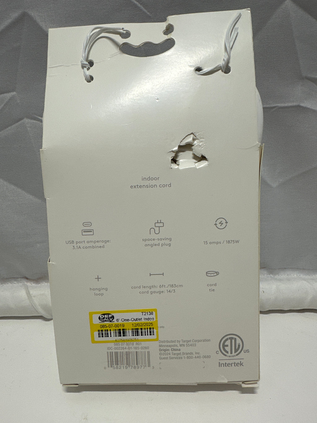 heyday 6 Ft Indoor Extension Cord With USB A And 2 USB C Ports White