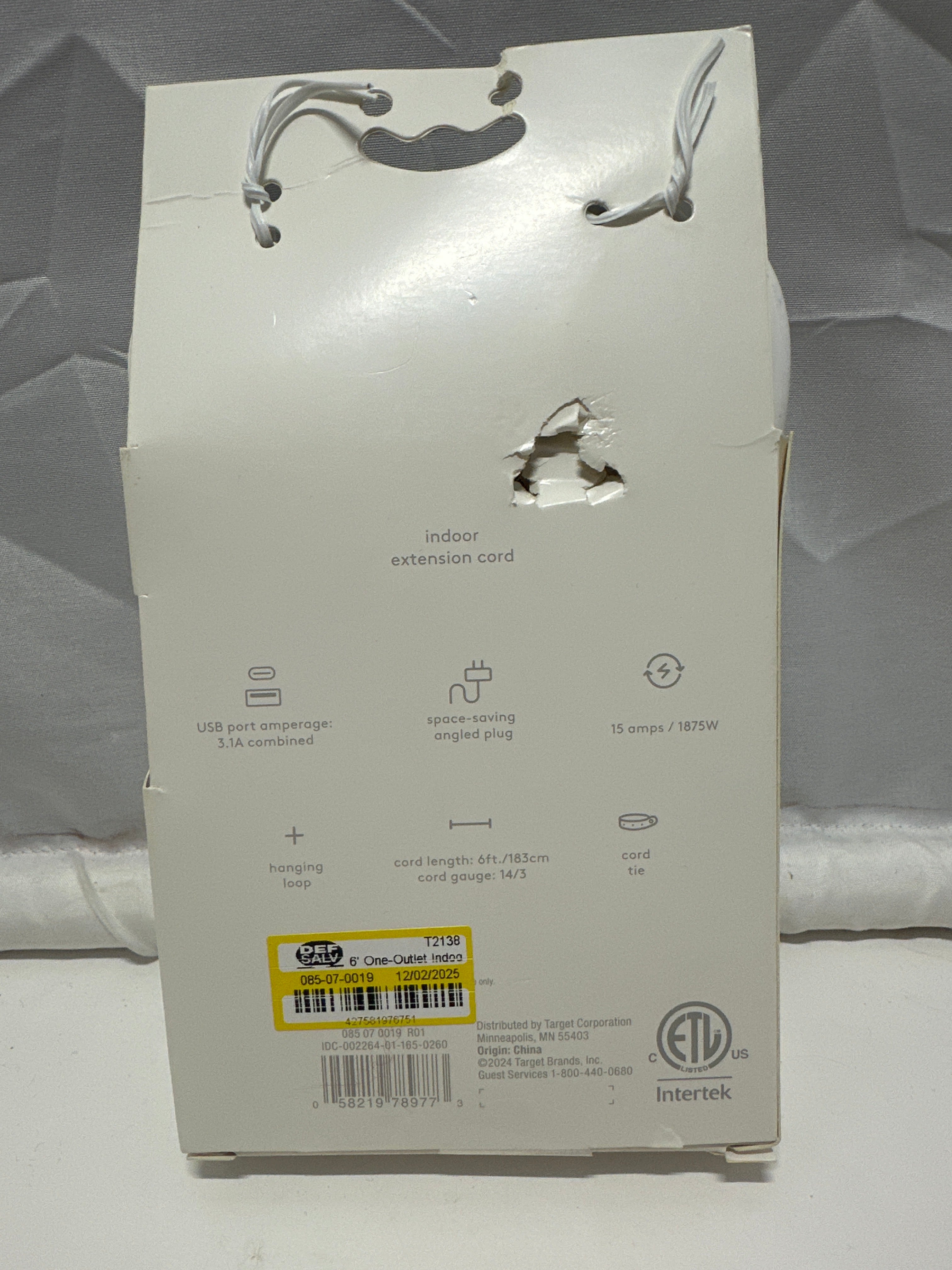 heyday 6 Ft Indoor Extension Cord With USB A And 2 USB C Ports White