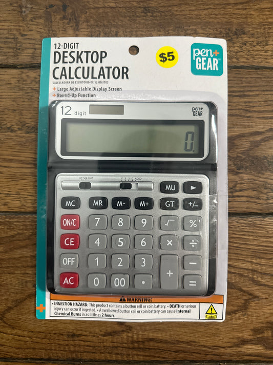 Pen+Gear 12 Digit Large Display Desktop Calculator, Gray