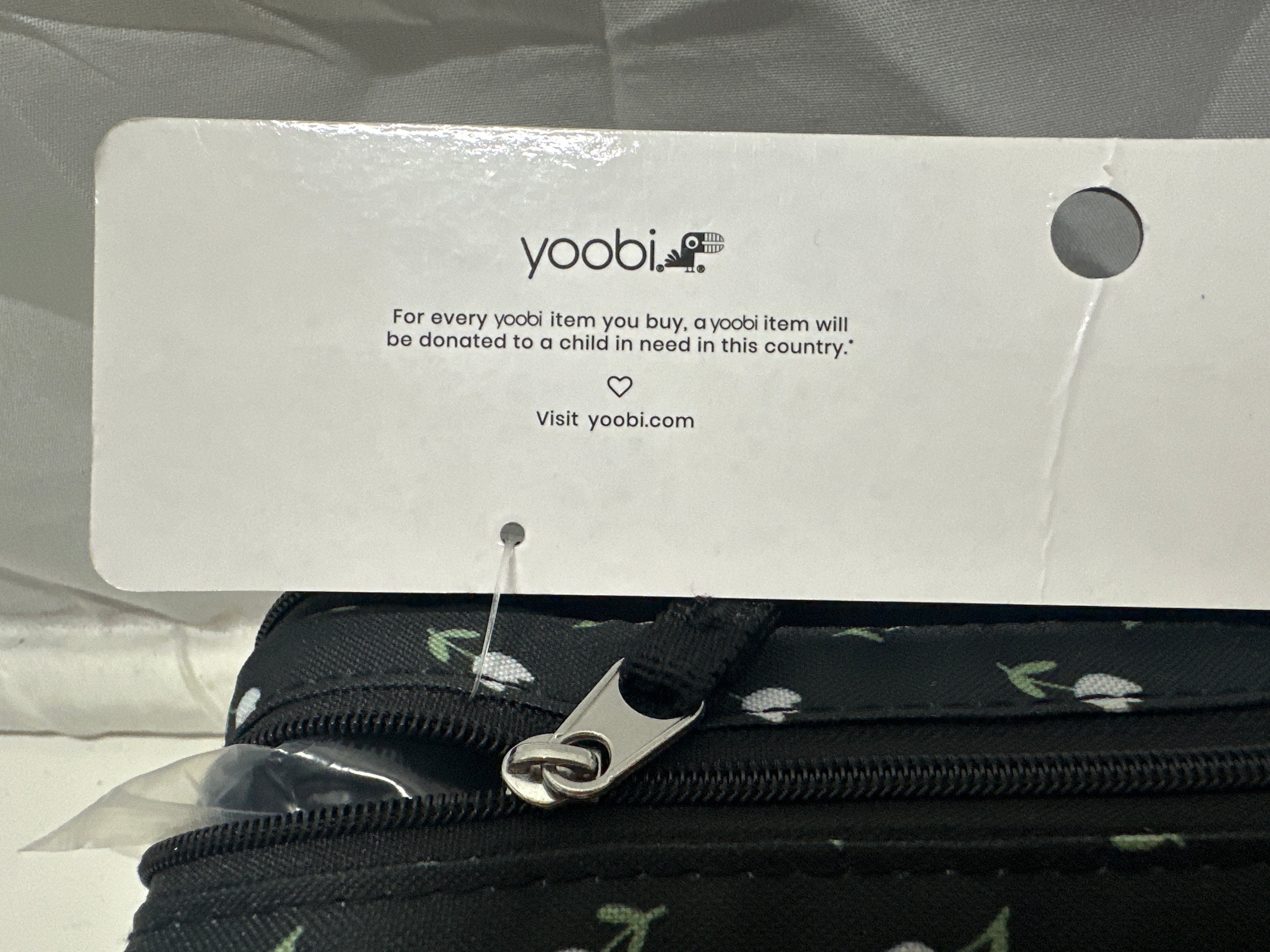Yoobi Tulip Print Hard Shell Pencil Case Organizer Black White Floral