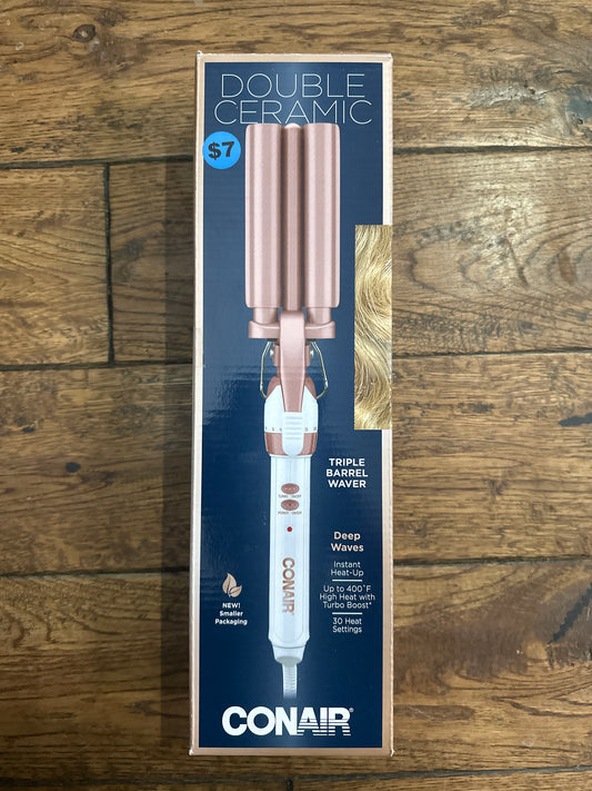 Conair Double Ceramic 3-Barrel Curling Iron, Hair Curler for All Lengths