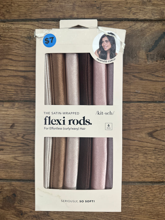 Kitsch Flexi Rods Heatless Hair Curler, Satin Covered Curling Rod, Rosewood 6pcs