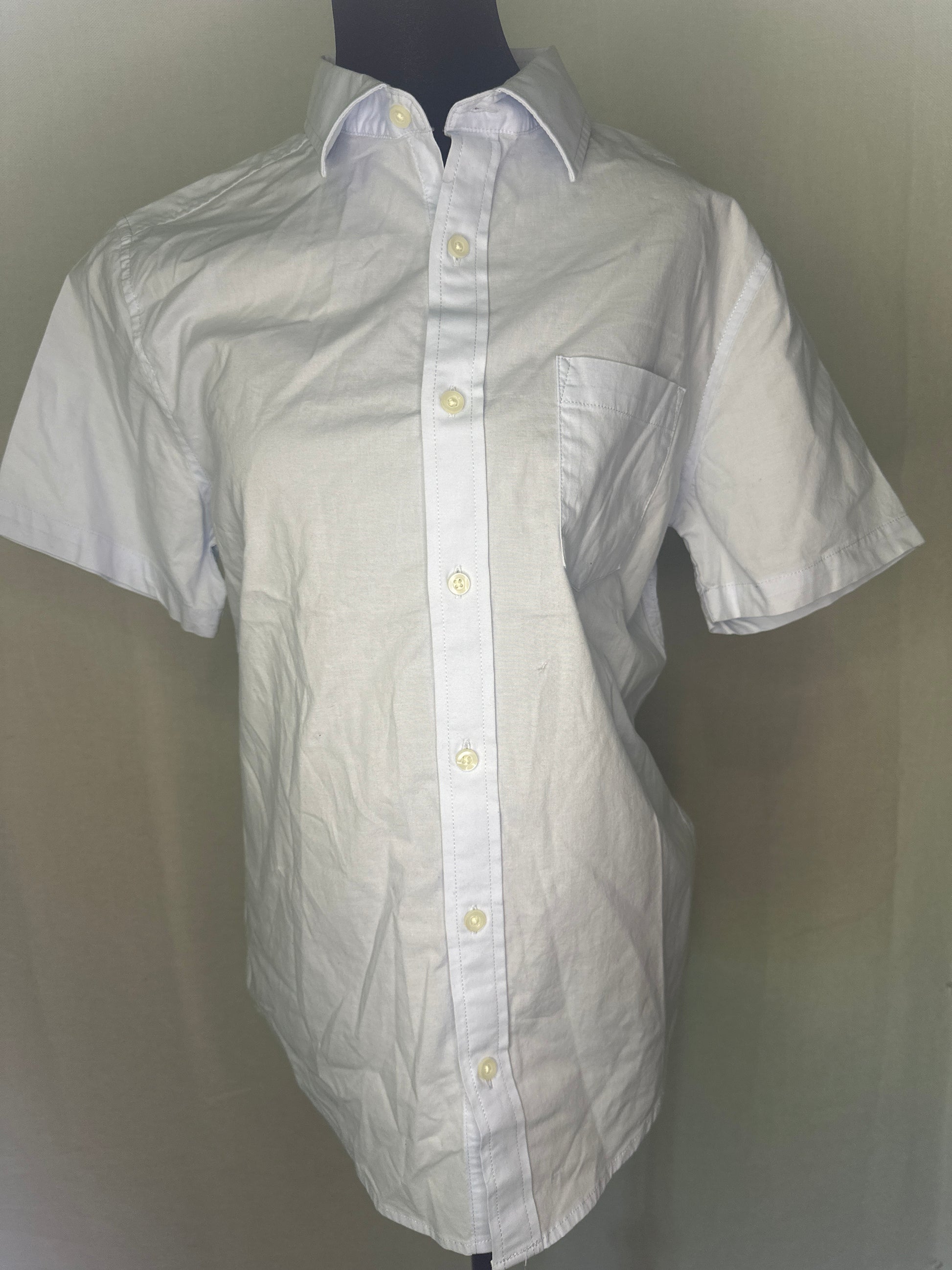 Men's Short Sleeve Poplin Button-Down Shirt - Goodfellow & Co™ Slim/Small-Airy Blue