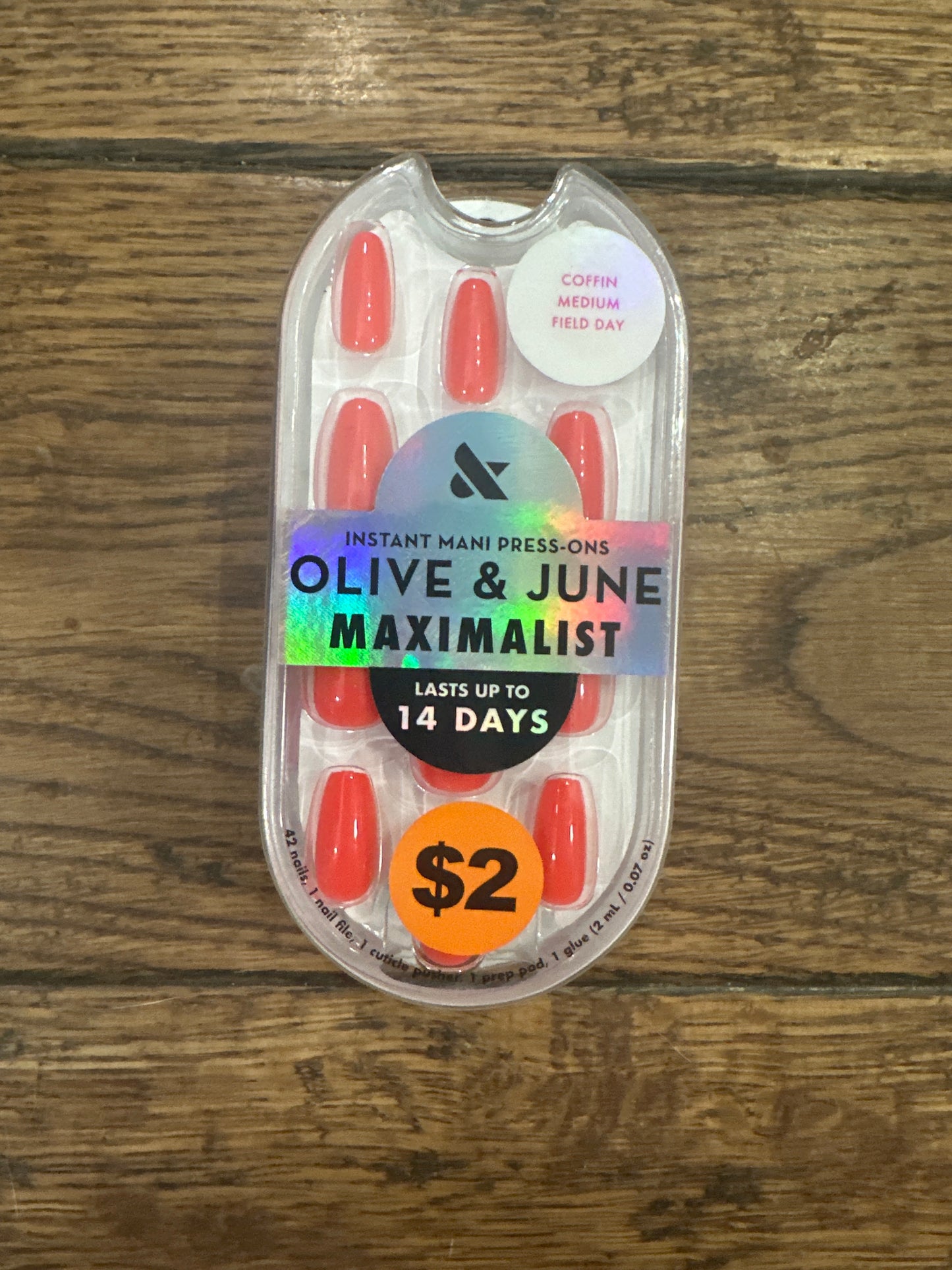 Olive & June Instant Mani Maximalist Medium Coffin Press-On Nails, Field Day, 42 Pieces