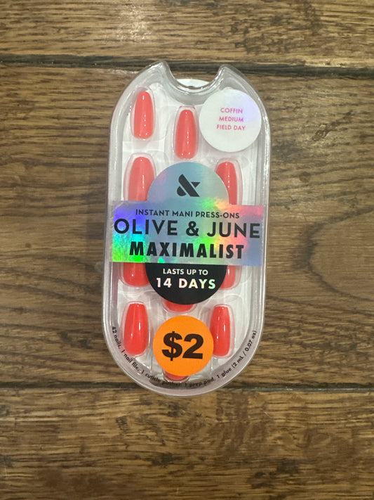 Olive & June Instant Mani Maximalist Medium Coffin Press-On Nails, Field Day, 42 Pieces