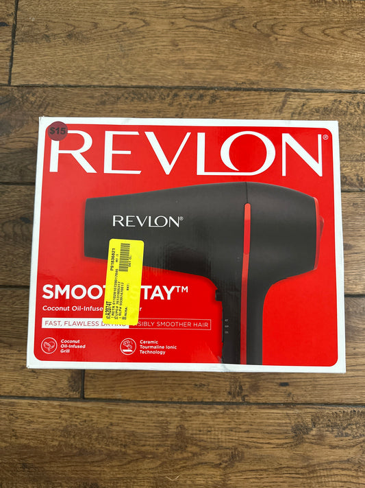 Revlon Smoothstay Coconut Oil-Infused Ceramic Hair Dryer with Diffuser, Black