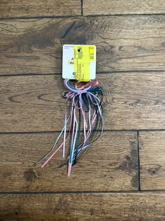 Scunci Ribbon Ponytail Holder Hair Ties, Multicolor, 4 ct