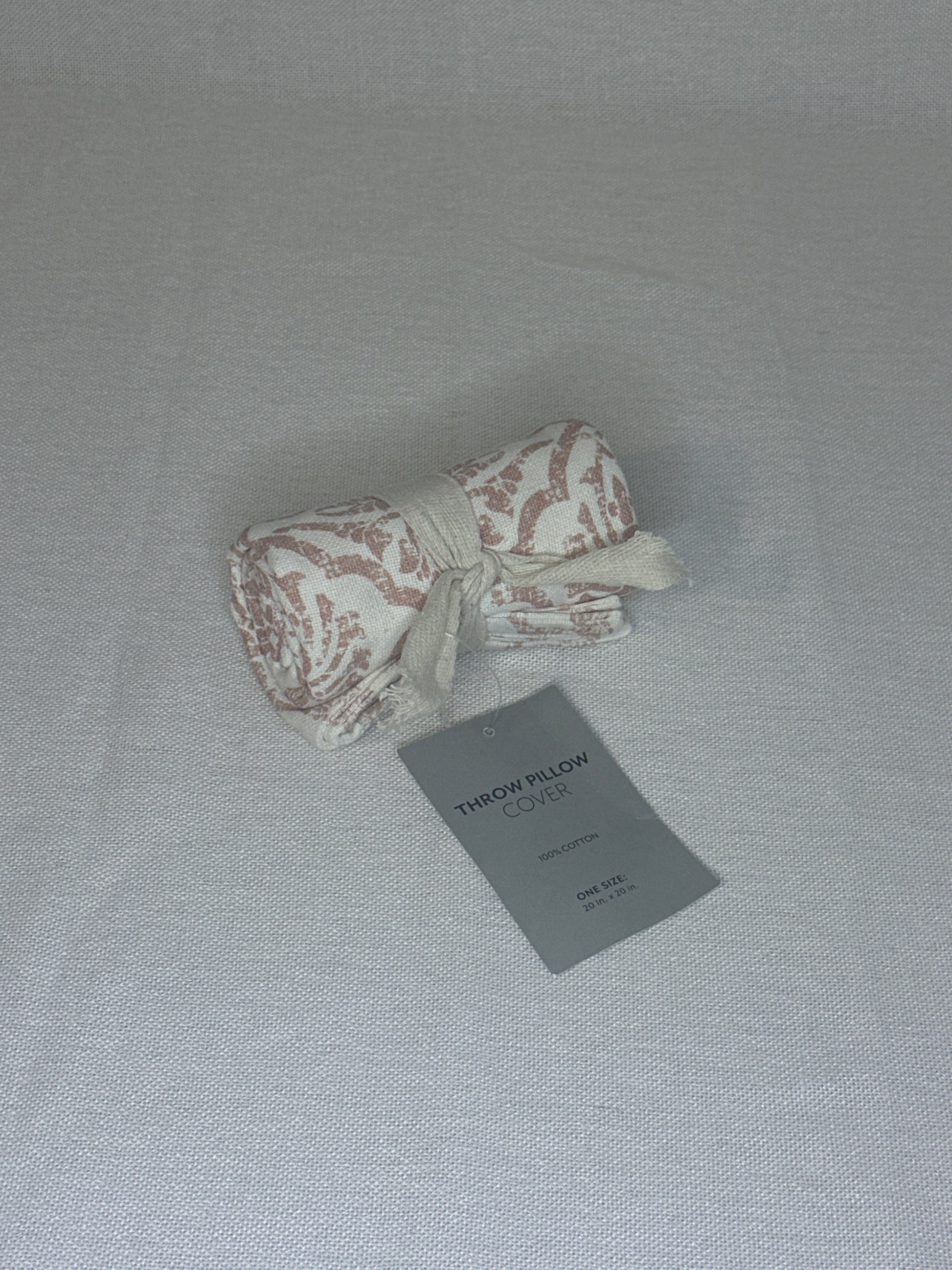 Antique Floral Pattern Cotton Throw Pillow Cover-Natural 20x20