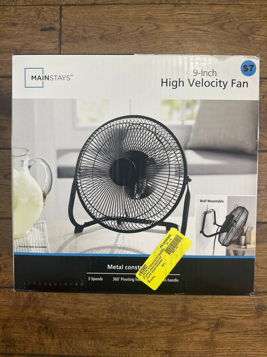 Mainstays 9" High Velocity 3-Speed Fan, Model #MF-9, Black