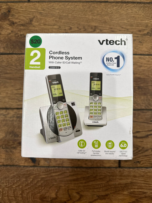 VTech CS6919-2 DECT 6.0 Cordless Phone with Caller ID and Handset Speakerphone, 2 Handsets, SilverBlack