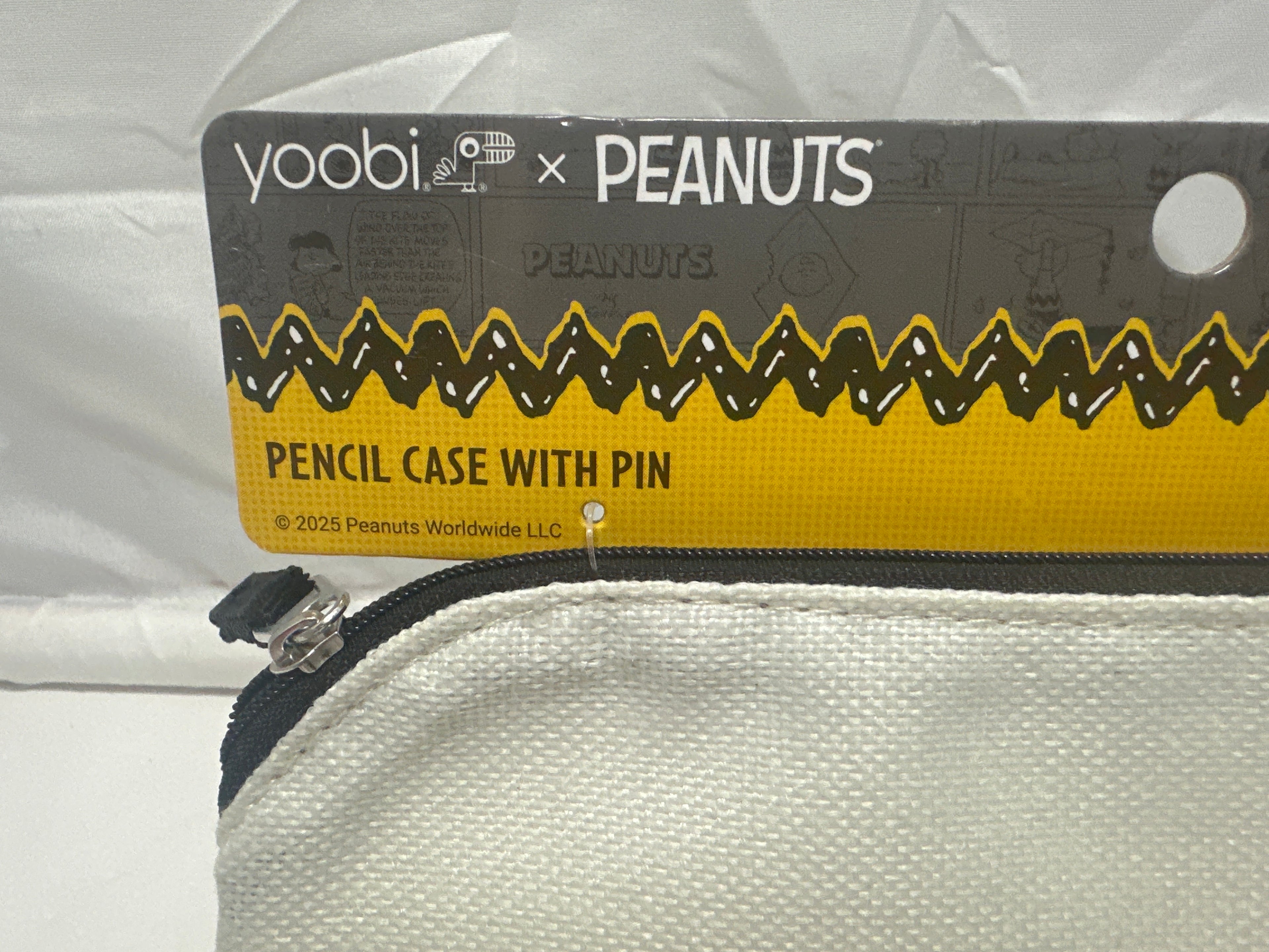 Yoobi x Peanuts Snoopy Pencil Case With Pin Canvas Black White Zip Pouch
