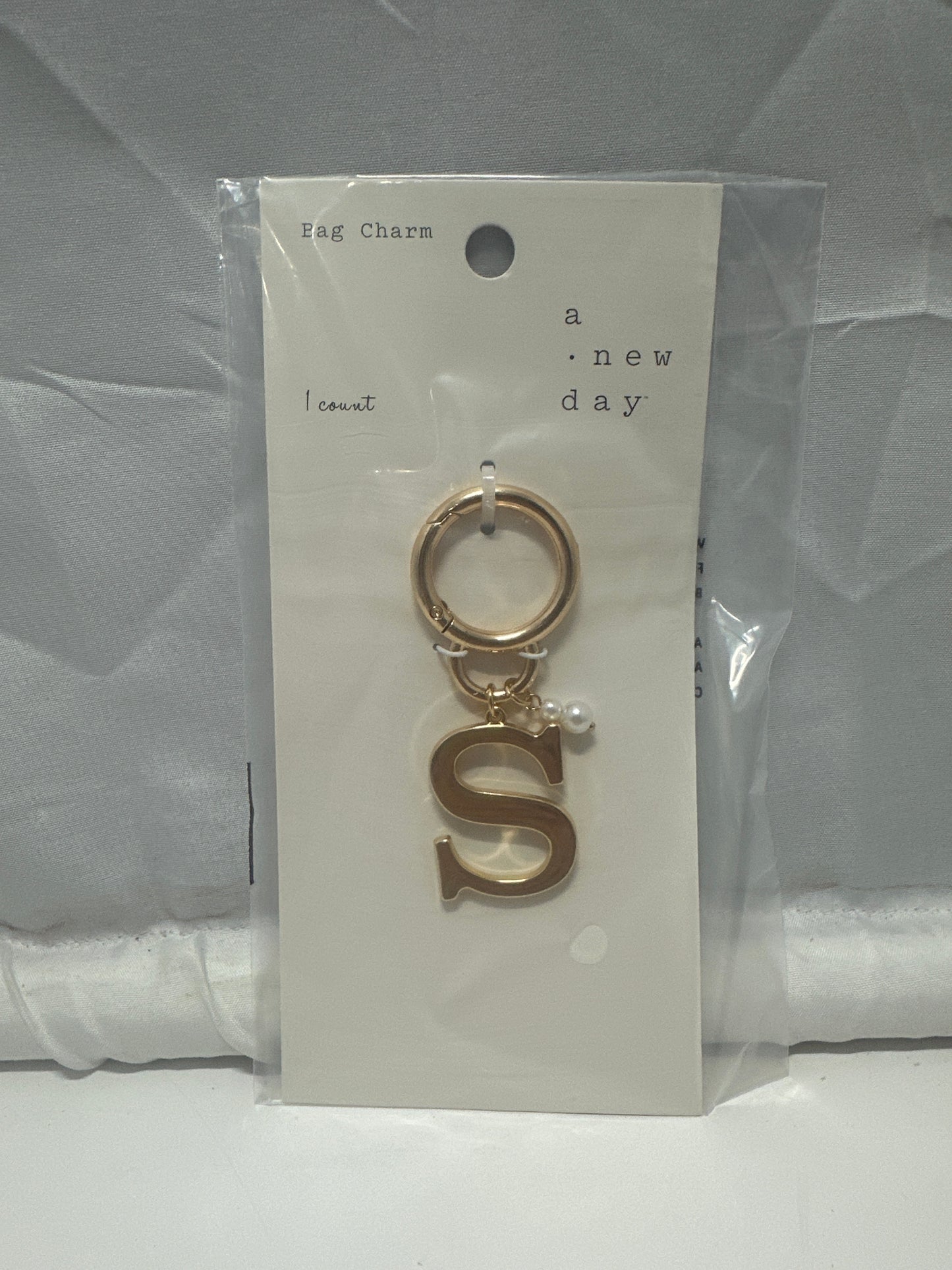 A New Day Gold Letter S Bag Charm Purse Keychain Initial Charm