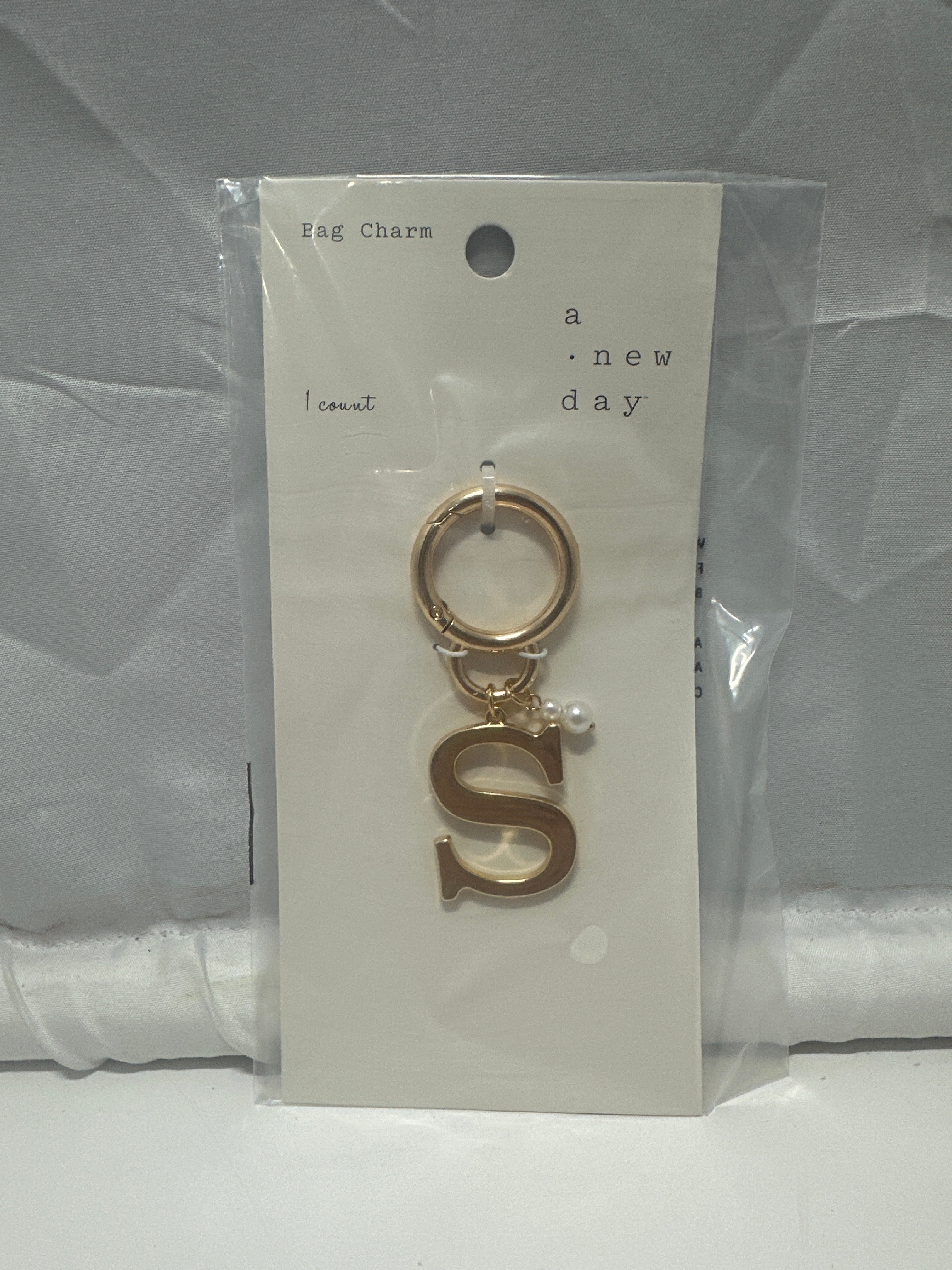 A New Day Gold Letter S Bag Charm Purse Keychain Initial Charm