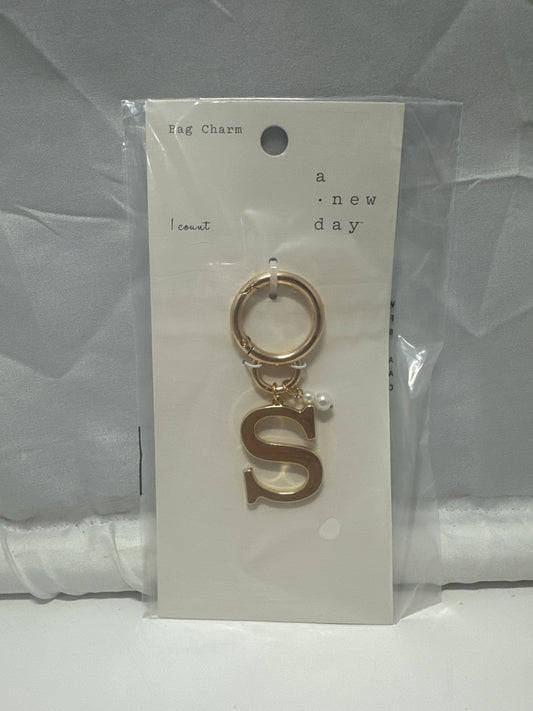 A New Day Gold Letter S Bag Charm Purse Keychain Initial Charm