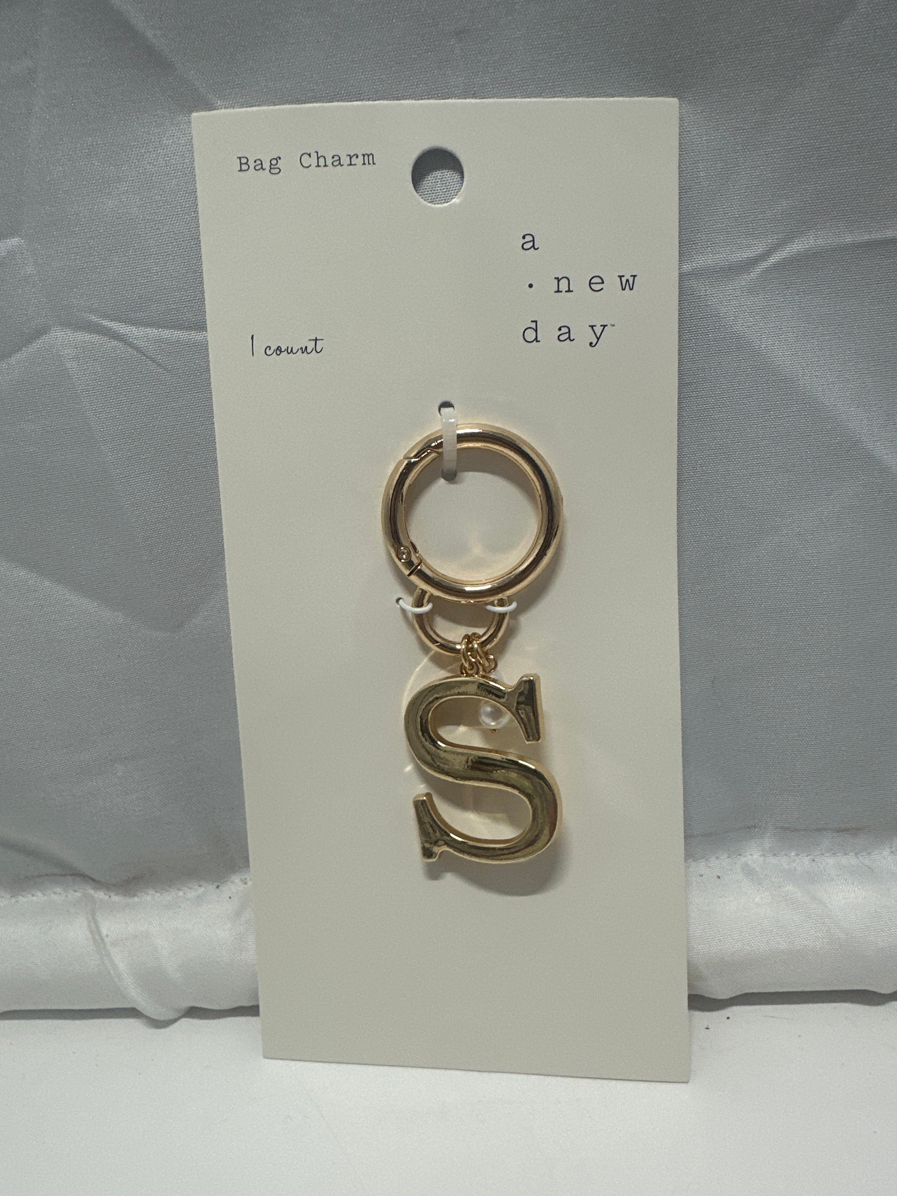 A New Day Gold Letter S Bag Charm Purse Keychain Initial Charm