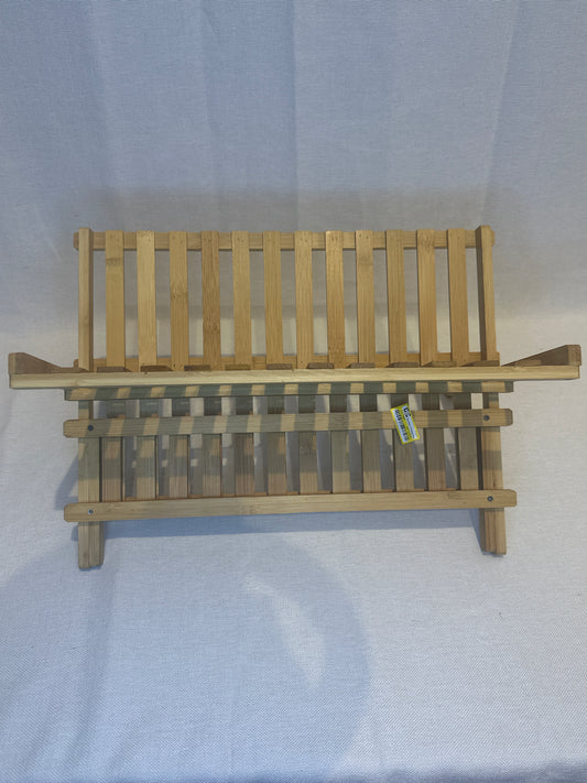Bamboo Drying Rack Brown - Brightroom™: Freestanding Varnished Dish Drying Rack, Folds for Storage, 17.76" Depth