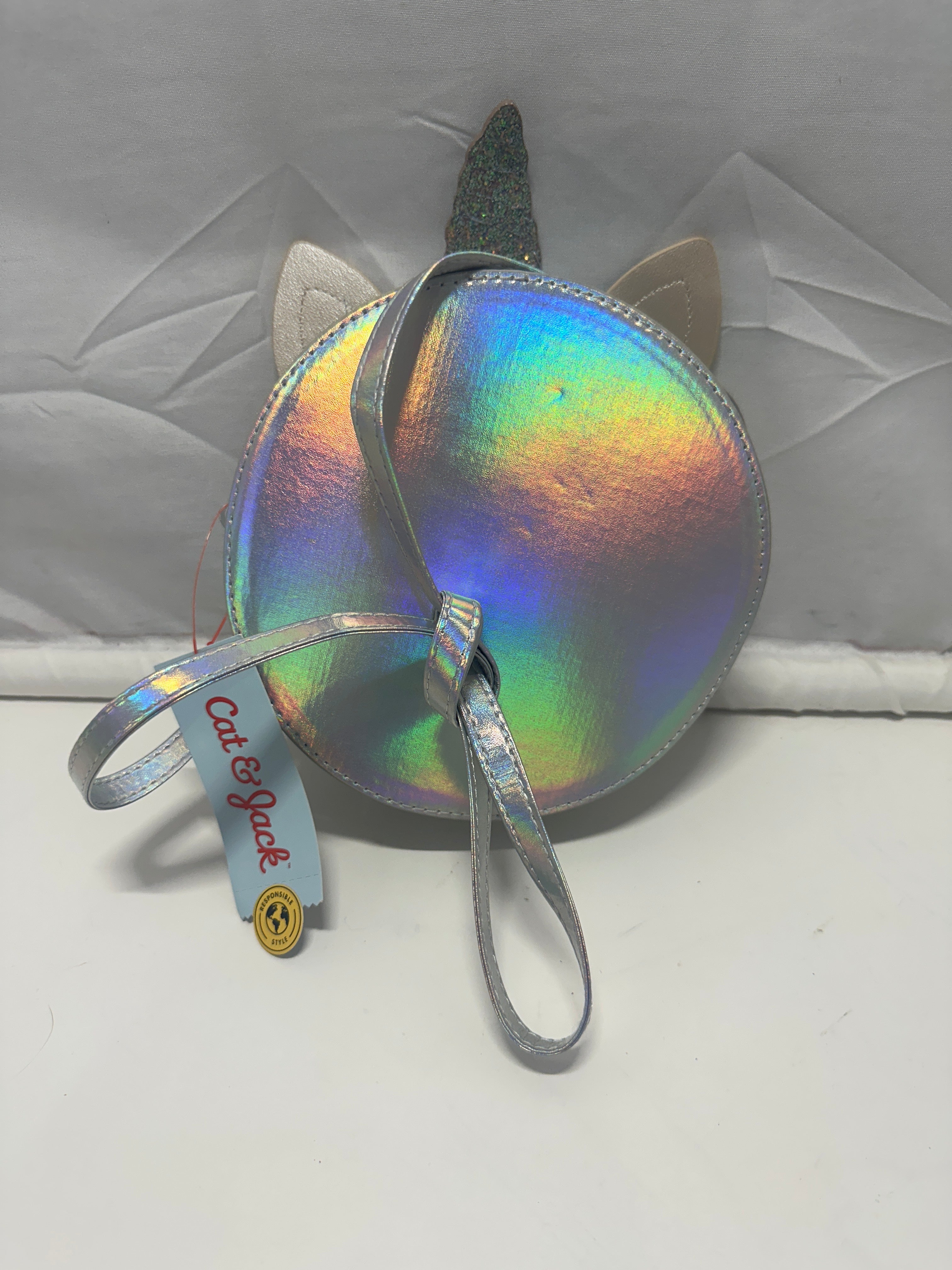 Cat & Jack Unicorn Donut Crossbody Purse Holographic Glitter Kids Bag