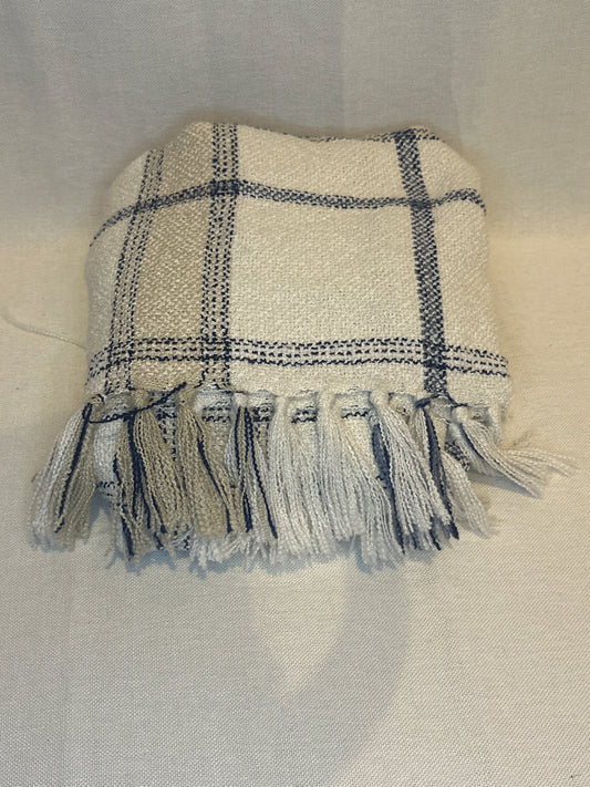 Soft Woven Plaid Throw Blanket Sour Cream/Blue - Hearth & Hand™ with Magnolia-Cream/Blue