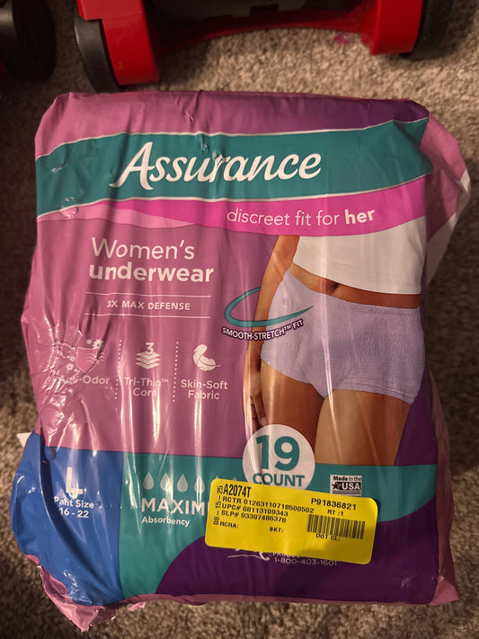 Assurance Women's Incontinence & Postpartum Underwear, L , Maximum Absorbency (19 Count)