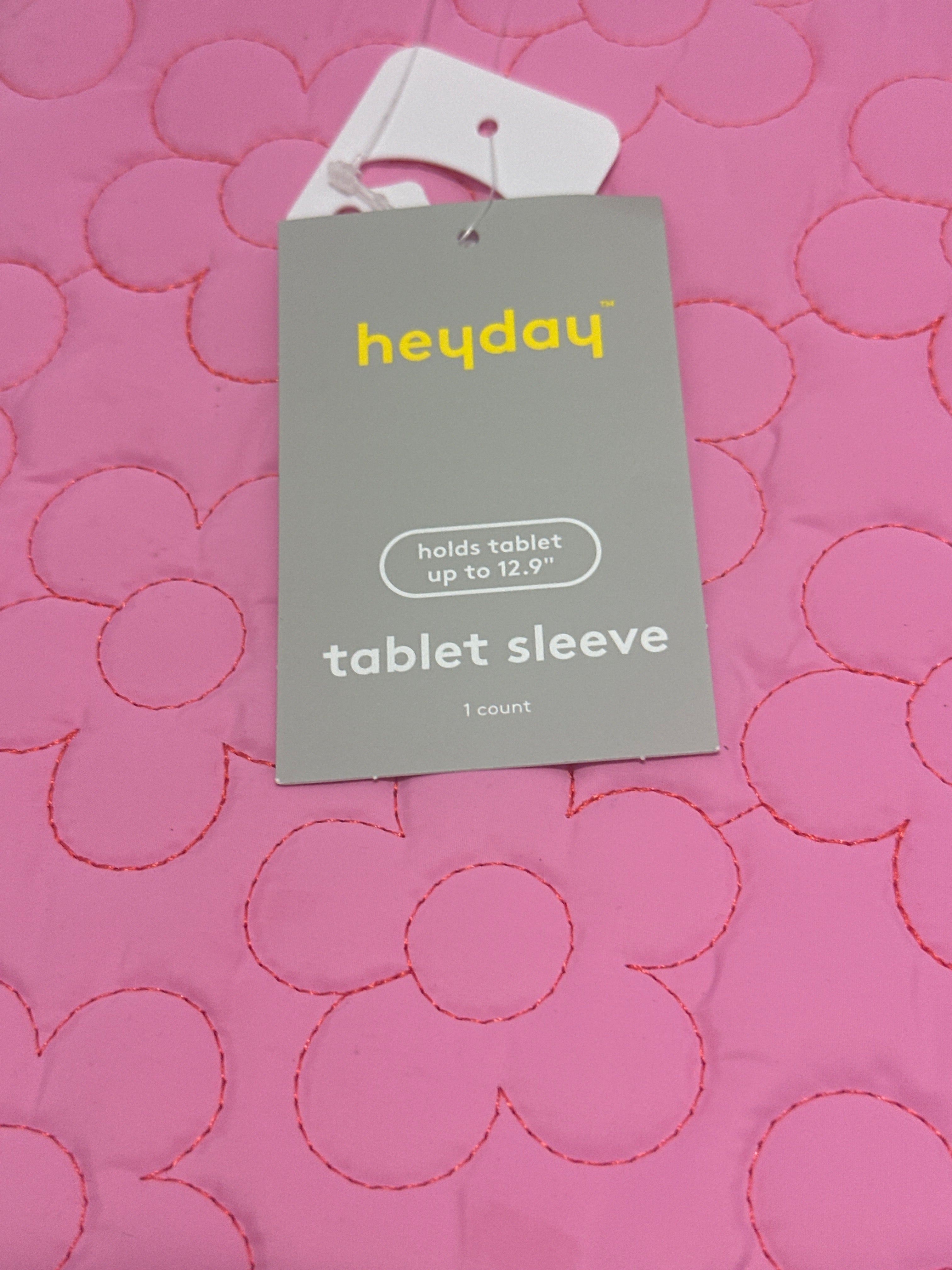 Heyday Pink Floral Quilted Tablet Sleeve Case Fits Tablets Up to 12.9"