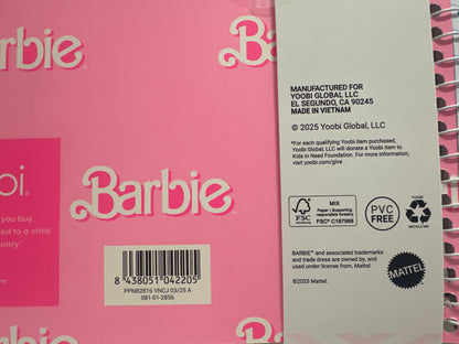 Barbie x Yoobi 1 Subject Spiral Notebook With Pen Wide Ruled 100 Sheets Pink
