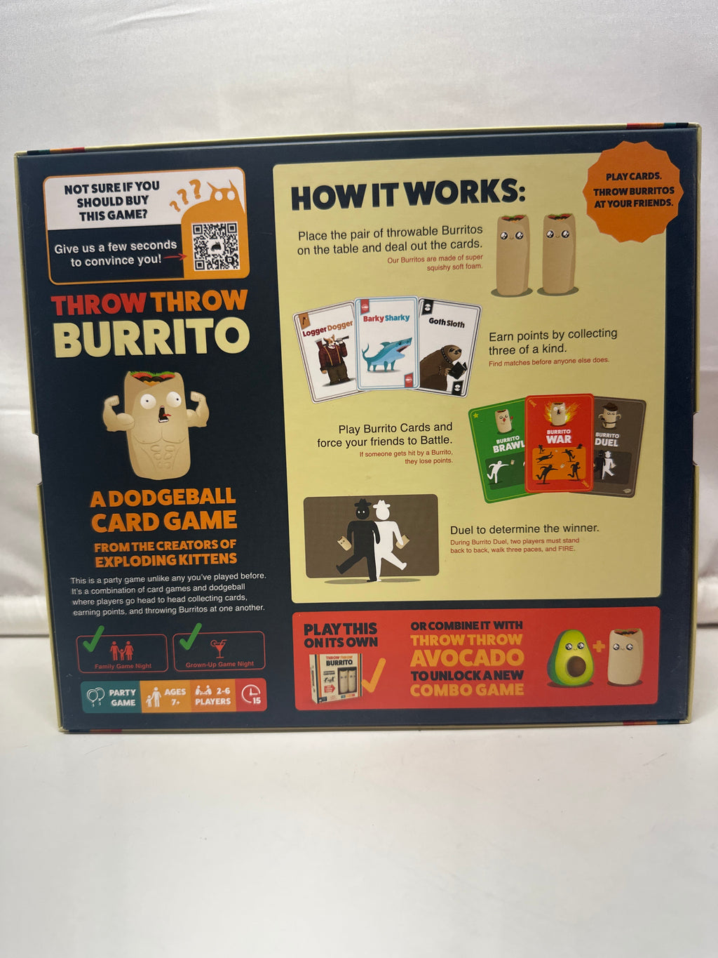 Throw Throw Burrito Original Edition Dodgeball Card Party Game Ages 7+ 2-6
