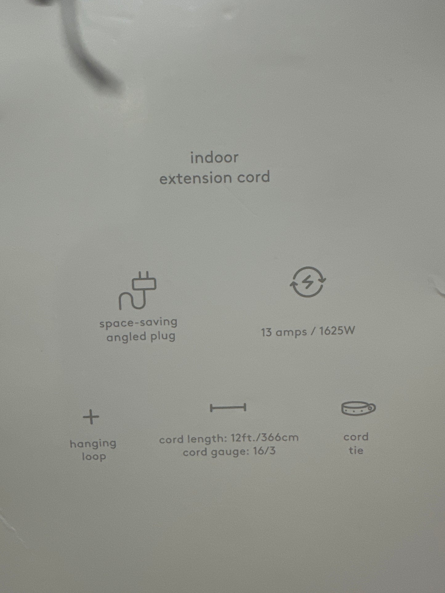 heyday 12ft Indoor Extension Cord 3 Outlet Black 16/3 13A 1625W