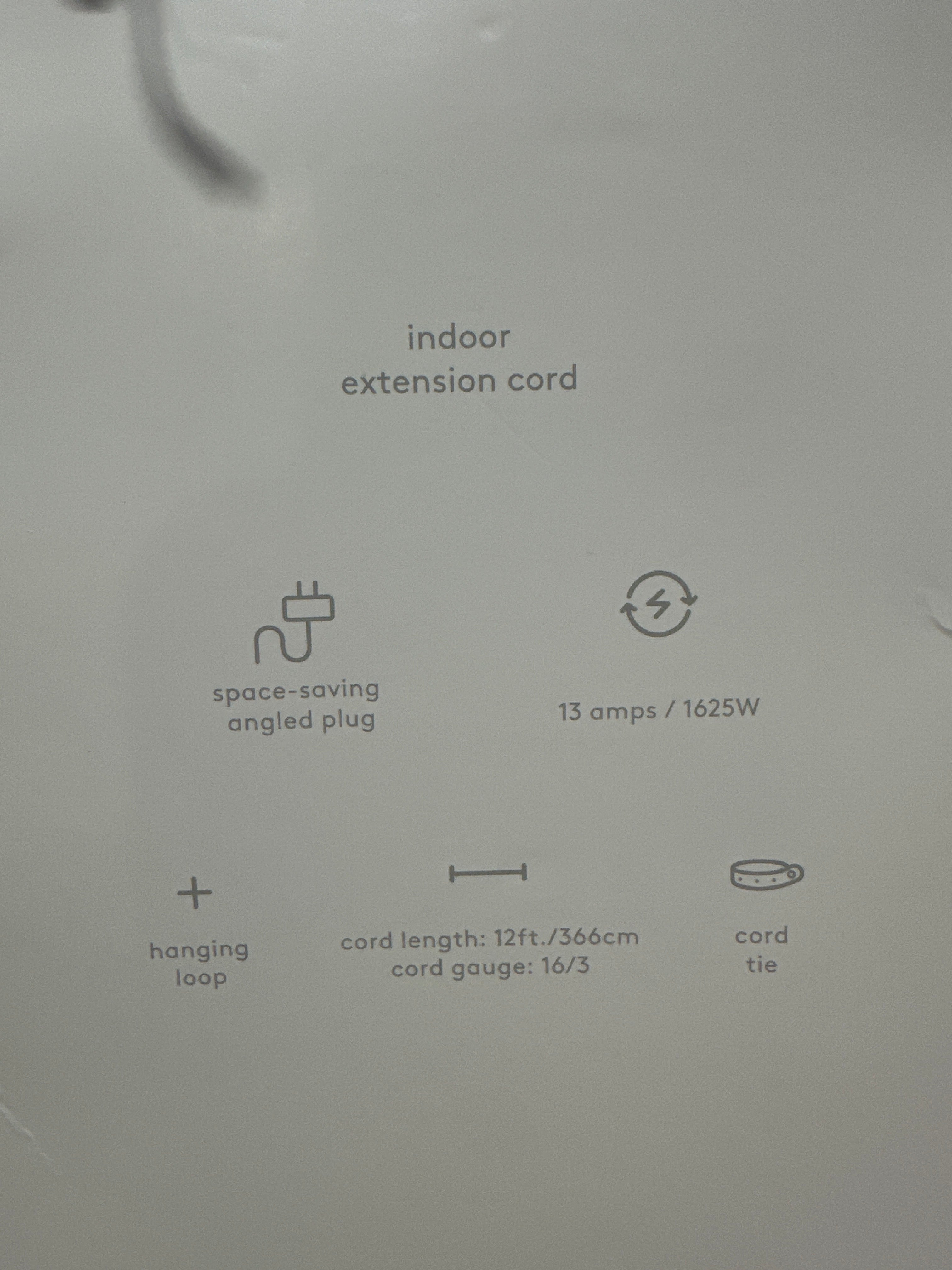 heyday 12ft Indoor Extension Cord 3 Outlet Black 16/3 13A 1625W