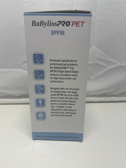BaBylissPRO PET BPP96 Professional Single Speed Brushless Motor Clipper New