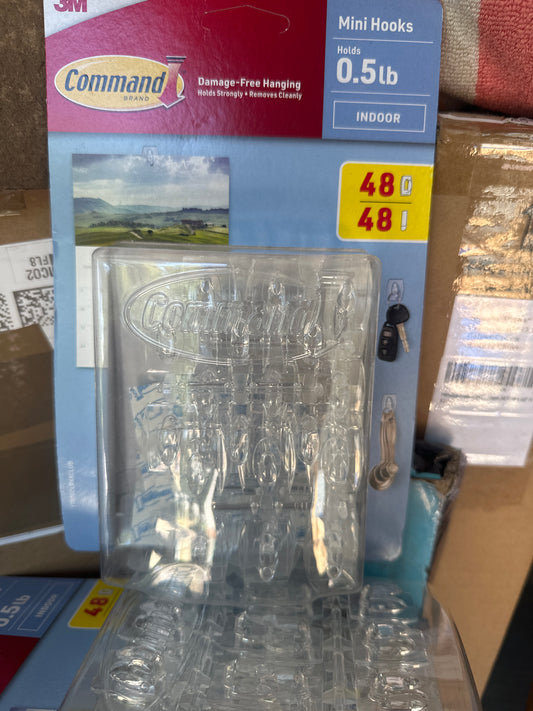 Command mini clear hooks with strip 48ct