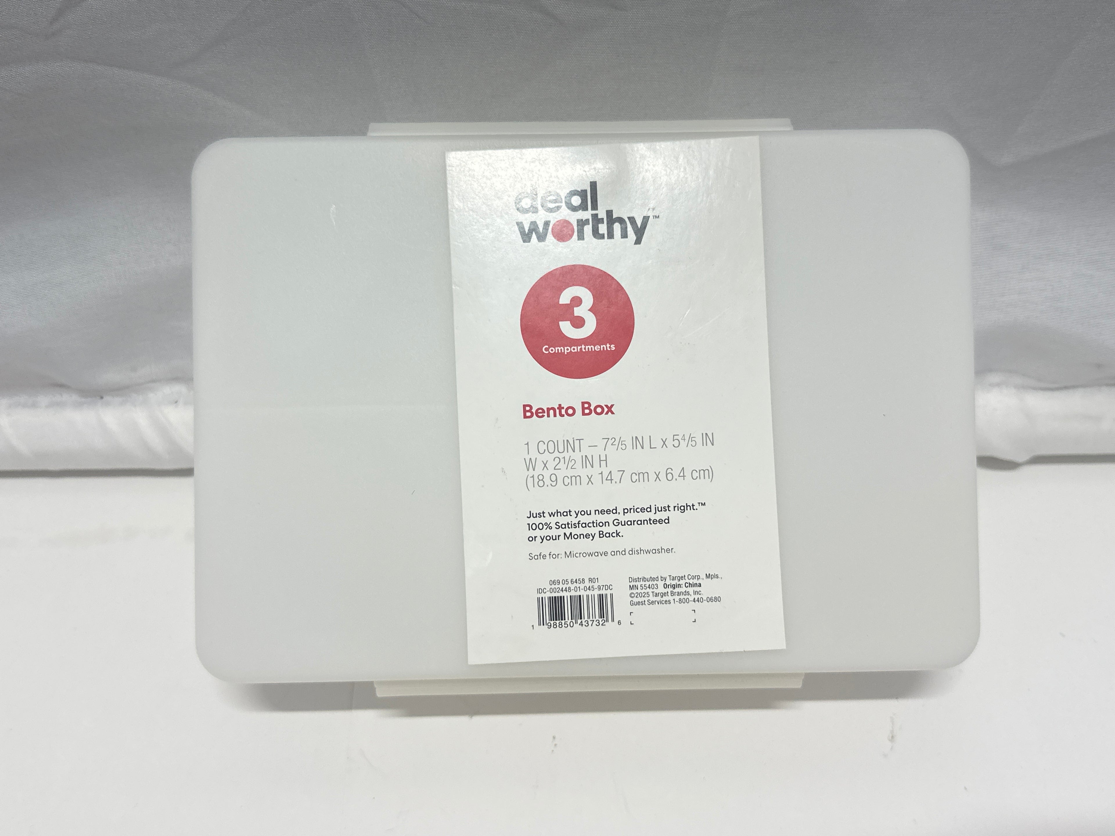 Dealworthy Bento Box 3 Compartment Lunch Box Clear Microwave Dishwasher Safe