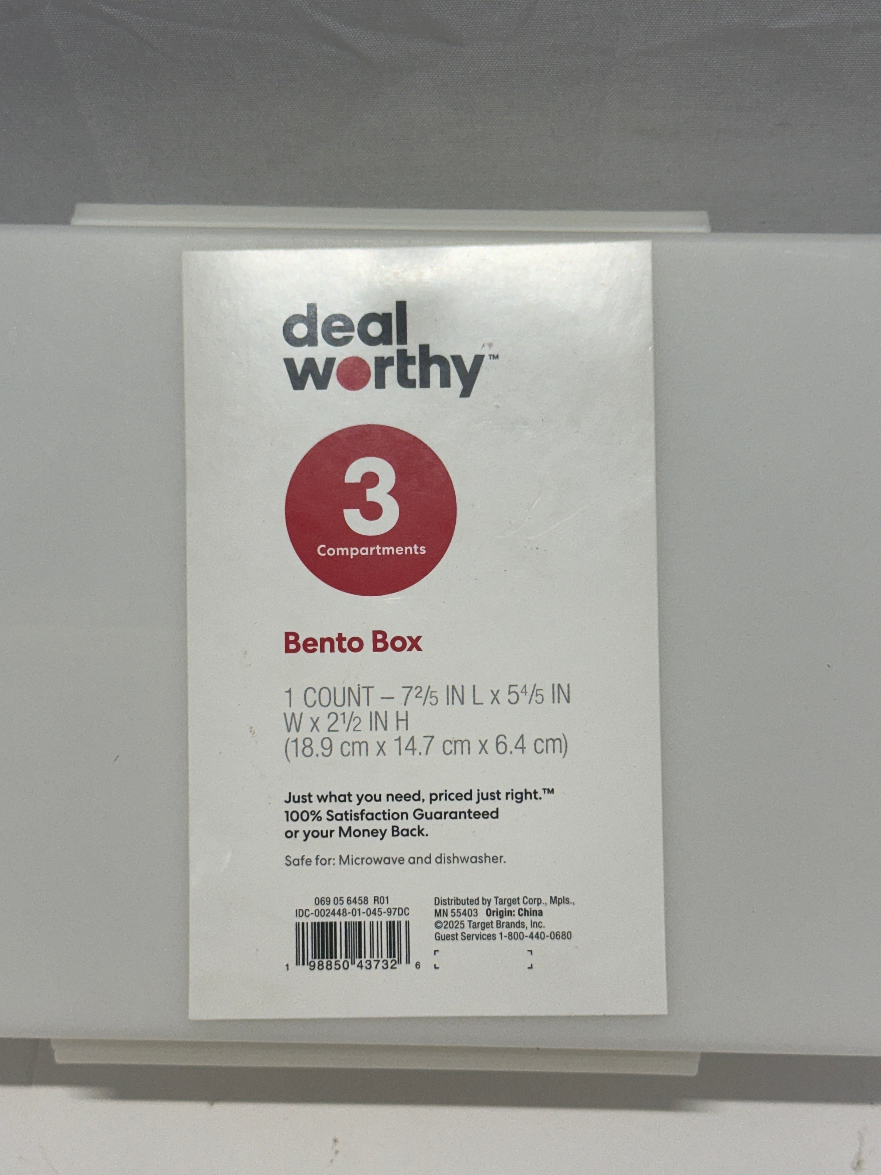 Dealworthy Bento Box 3 Compartment Lunch Box Clear Microwave Dishwasher Safe