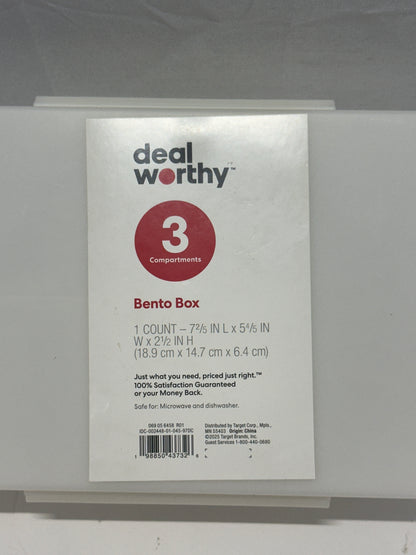 Dealworthy Bento Box 3 Compartment Lunch Box Clear Microwave Dishwasher Safe