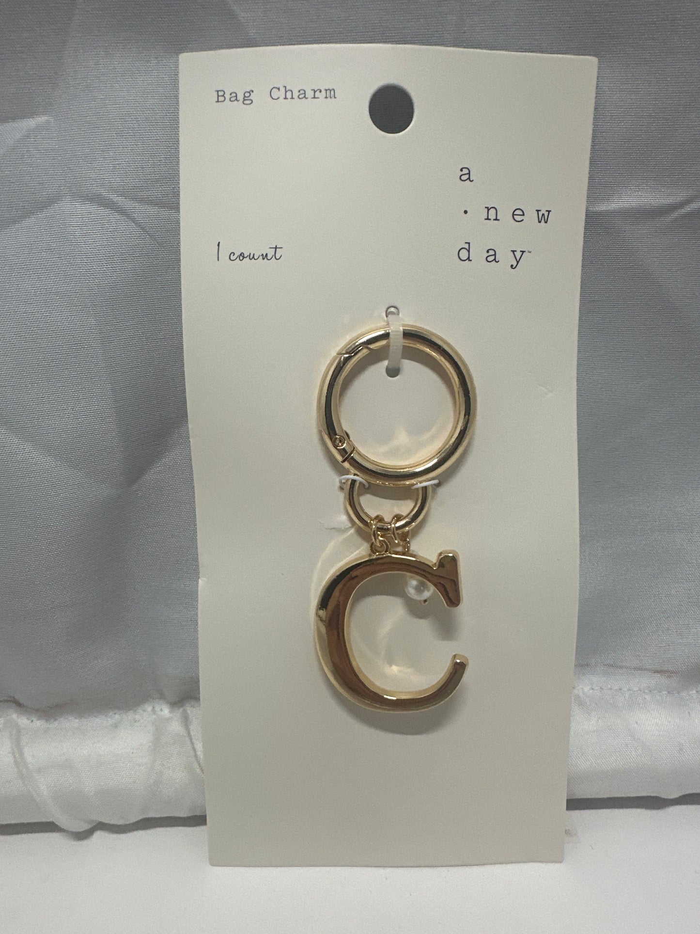 A New Day Gold Letter C Bag Charm Keychain Purse Initial Charm NWT