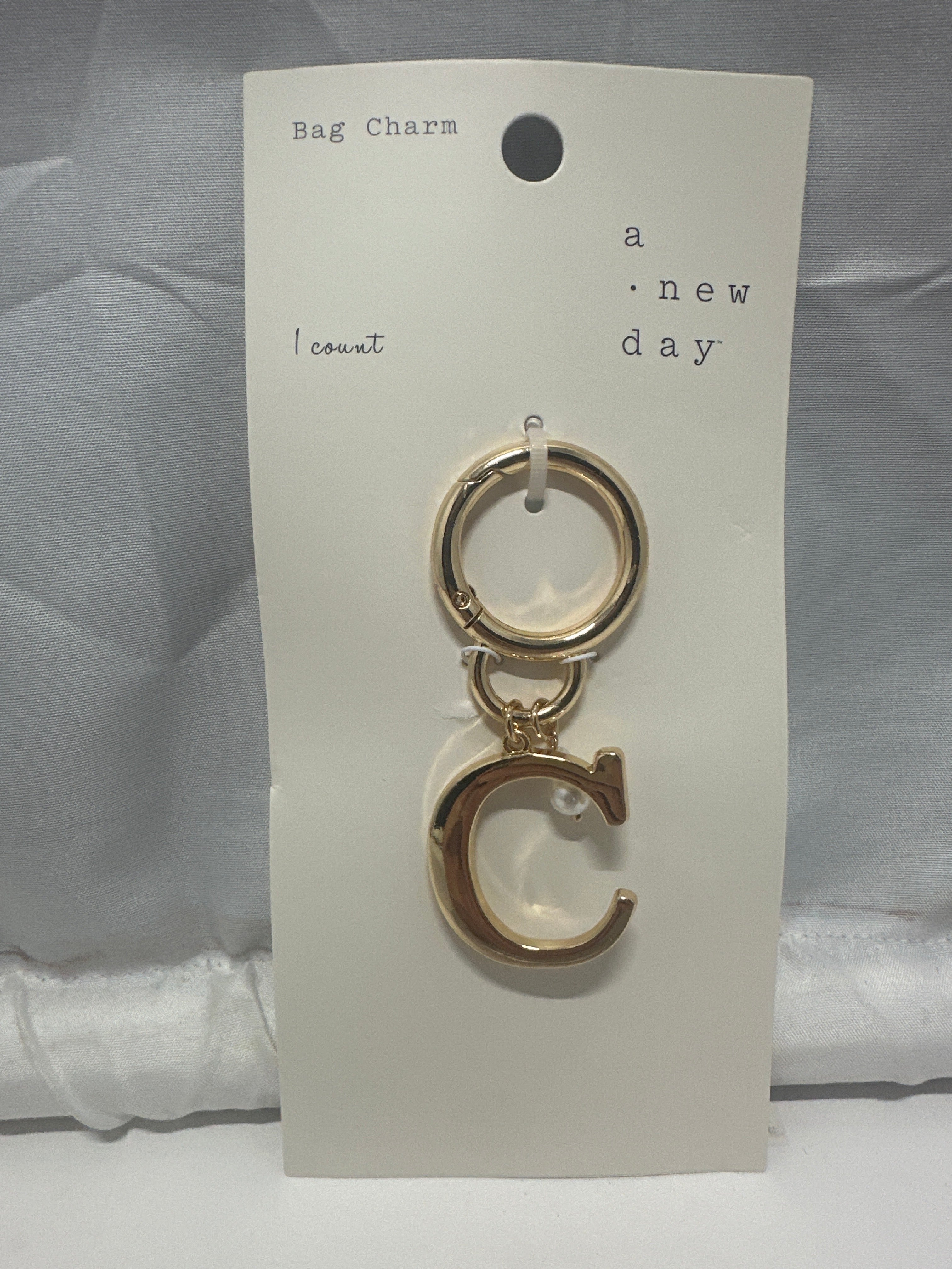 A New Day Gold Letter C Bag Charm Purse Keychain Initial Charm