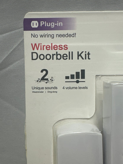 GE Wireless Plug-In Doorbell Kit 19298 White 150 Ft Range 2 Chimes New