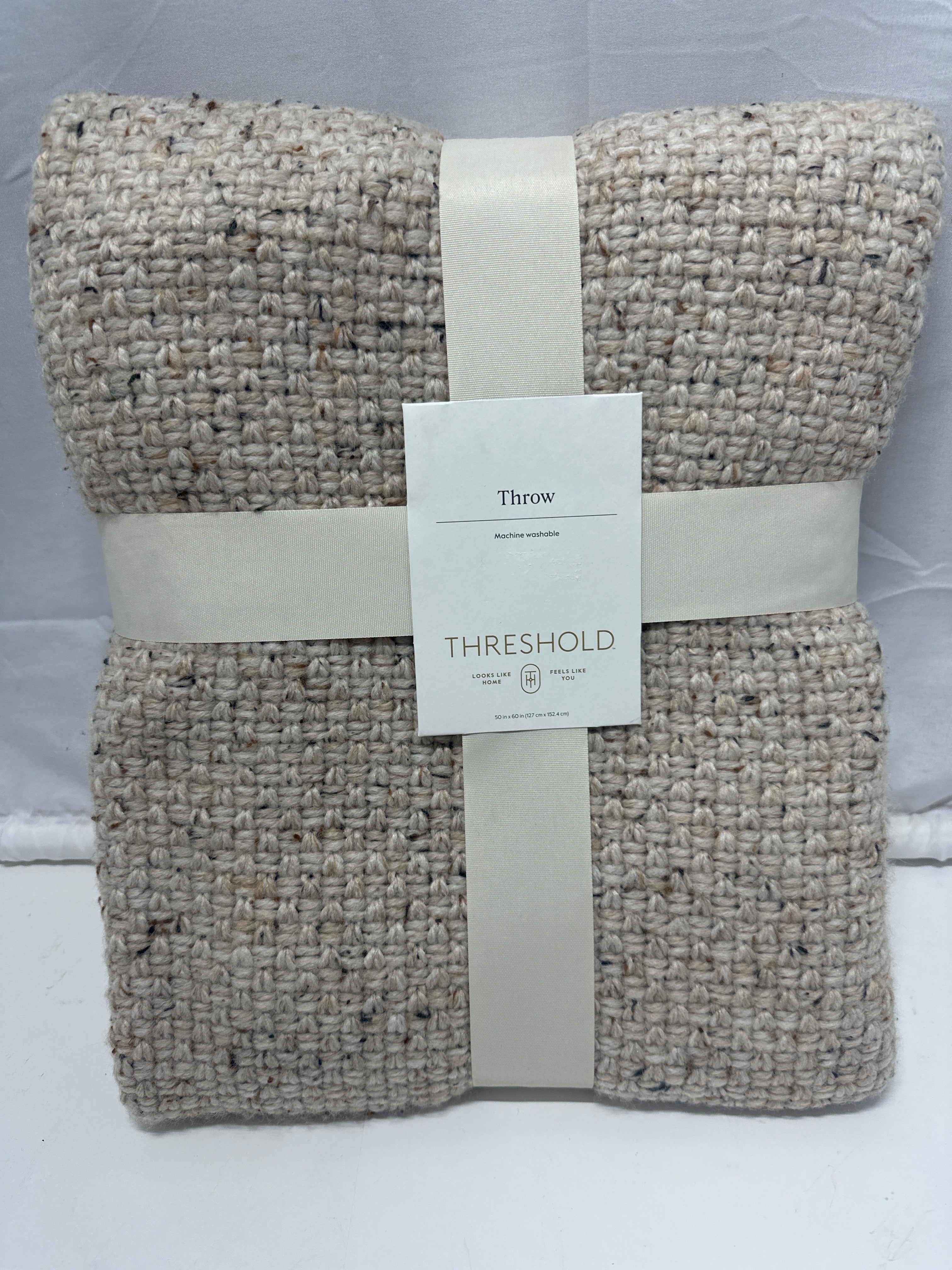 Threshold Beige Woven Throw Blanket 50x60 Recycled Machine Washable